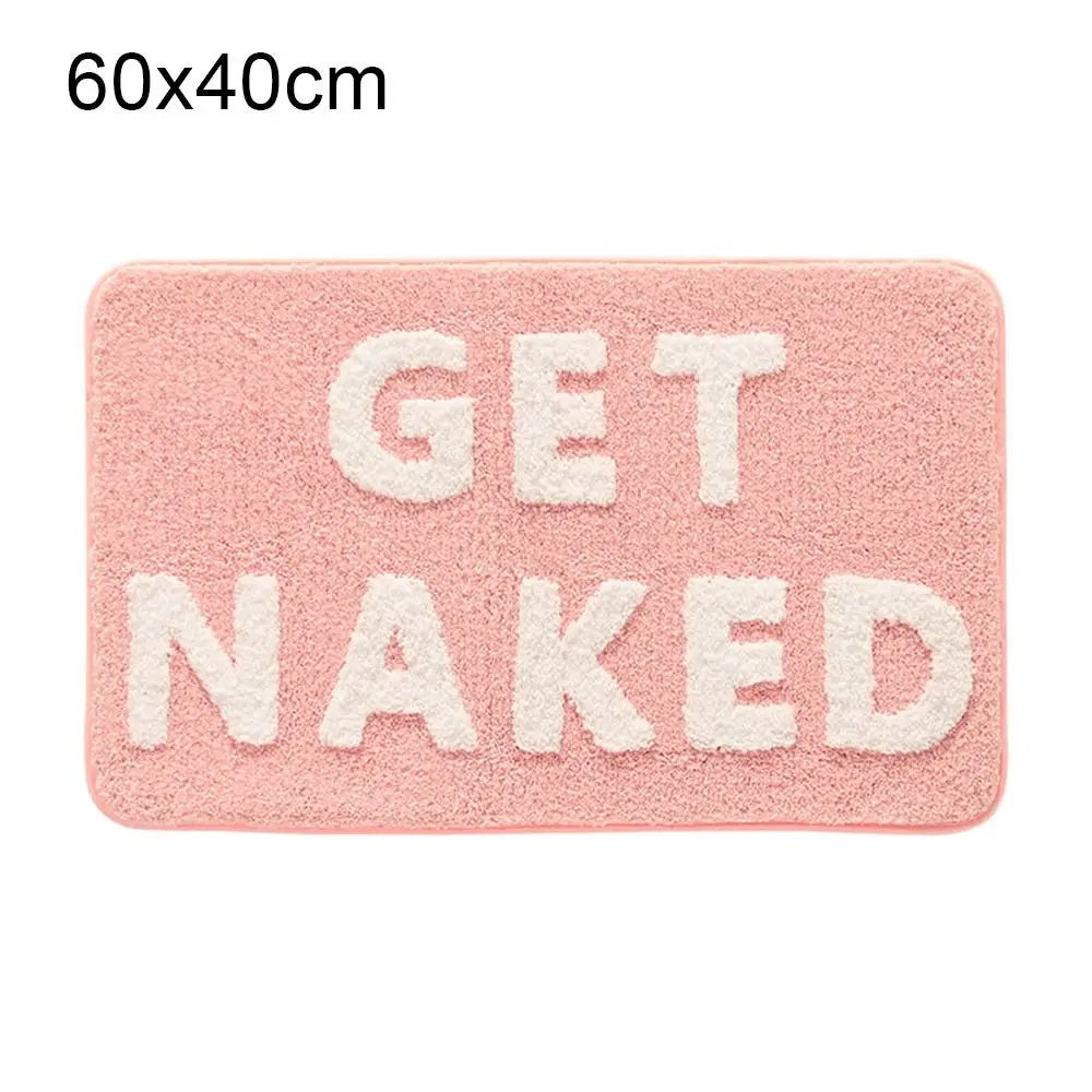 Funny Get Naked Bath Mat – Pink Non-Slip Plush Bathroom Rug Bath Mat Rug Richie's 60x40cm