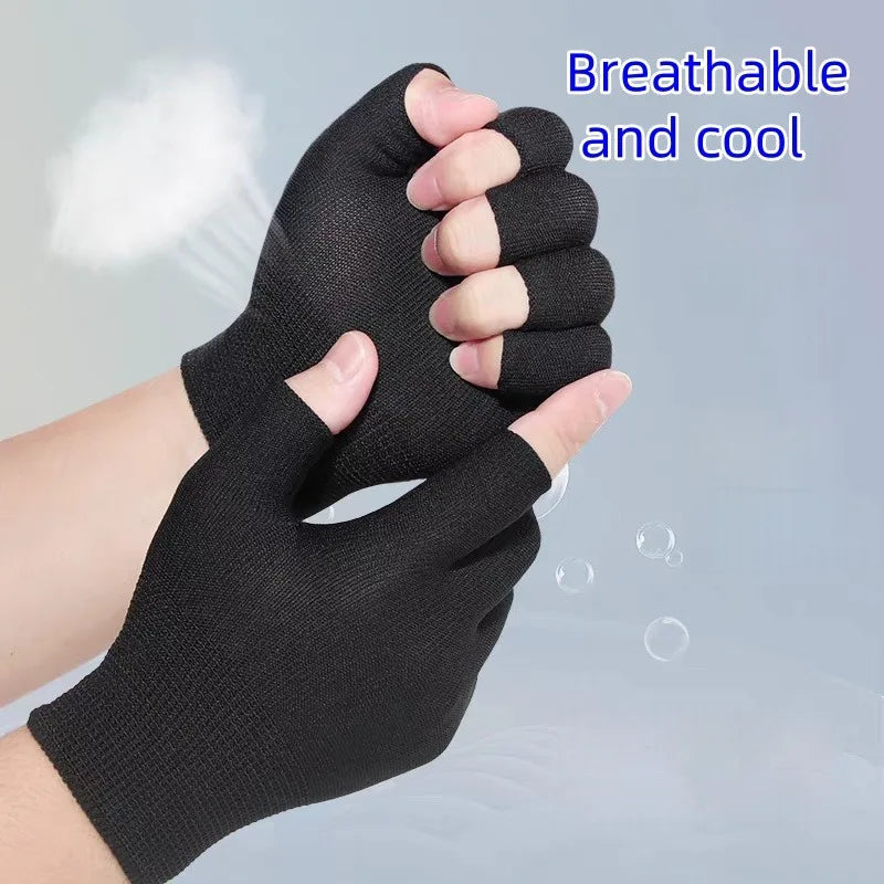 5 Pairs Breathable Fingerless Gloves Unisex – Black & Gray Fingerless Sport Gloves Richie's