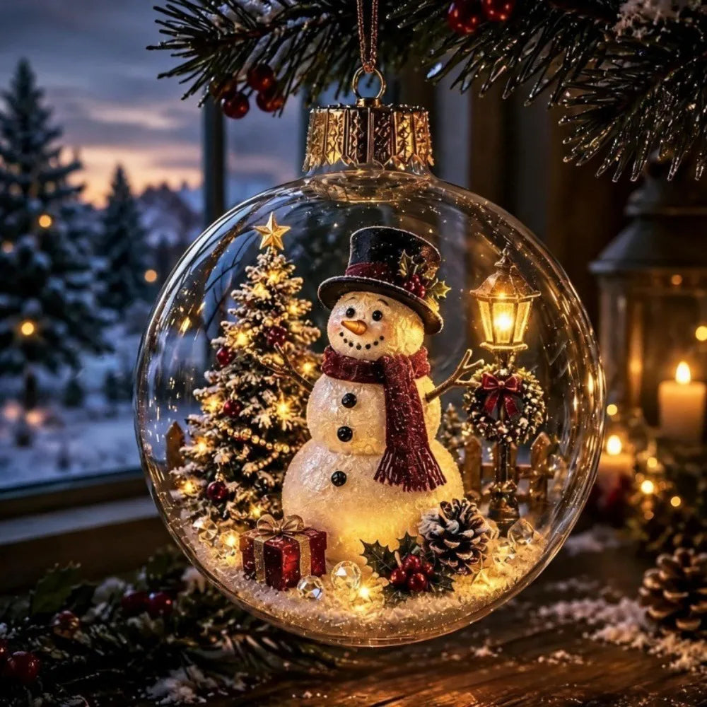Light-Up Acrylic Christmas Ball Ornament 8CM Santa Claus Christmas Ball Ornament Richie's Style-2