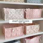 Square Wicker Cotton Storage Basket – Floral Stripe Organizer Storage Basket Richie's