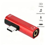 90° USB-C Audio & Charging Splitter Adapter | 2-in-1 L-Shape USB-C Splitter Adapter Richie's Red