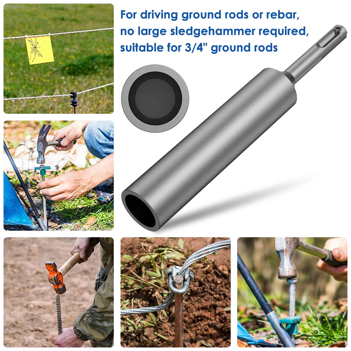 SDS Plus Ground Rod Driver – Hardened Chrome Vanadium Steel Ground Rod Driver Richie's
