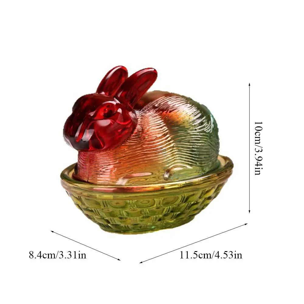 Rabbit-Shaped Crystal Glass Candy Dish with Lid | Easter Bunny Glass Candy Dish Richie's