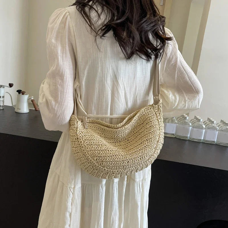 Bohemian Straw Woven Crossbody Bag – Women's Beach Handbag Straw Crossbody Bag Richie's
