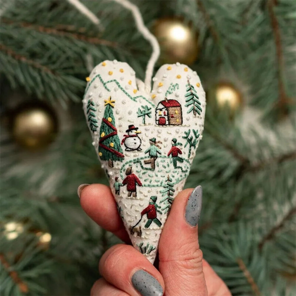 Heart Christmas Embroidery Kit – DIY Cross Stitch Ornament Embroidery Craft Kit Richie's