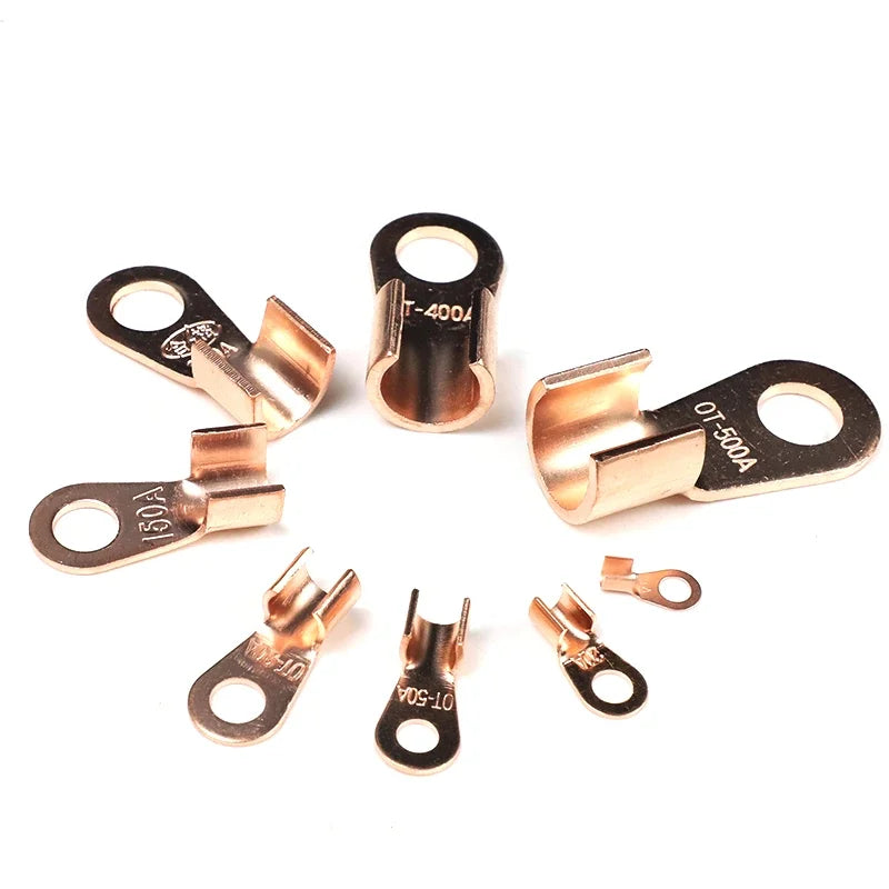 Copper OT Ring Crimp Terminals Non-Insulated Wire Lugs 10-100A Crimp Ring Terminals Richie's