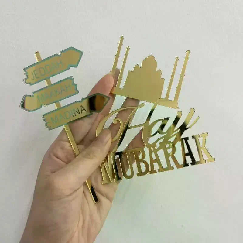 Gold Umrah Hajj Mubarak Acrylic Cake Topper – Party Decor Cake Topper Richie's