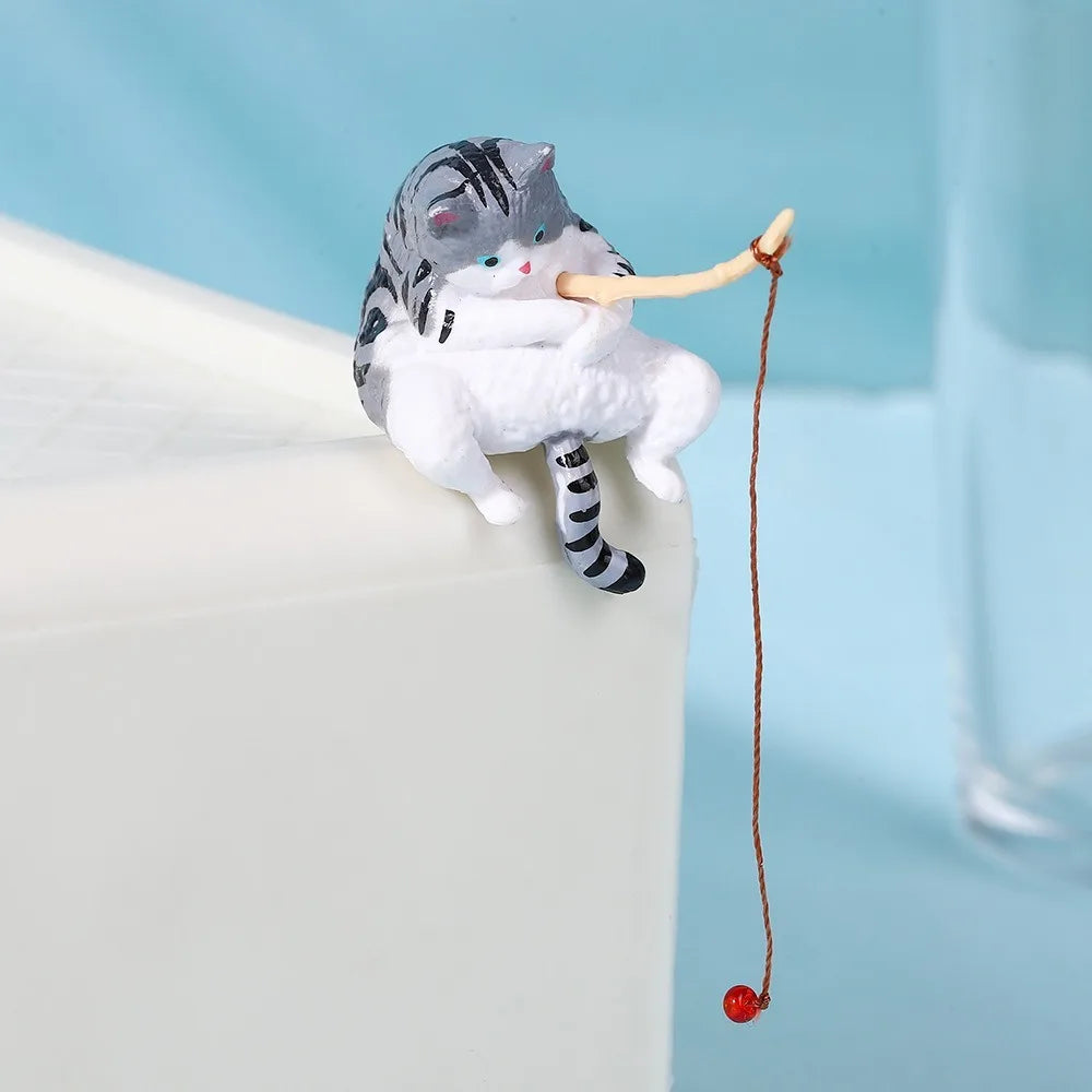 Miniature Fishing Cat Aquarium Ornament – Cartoon PVC Decor Aquarium Ornament Richie's Style 2