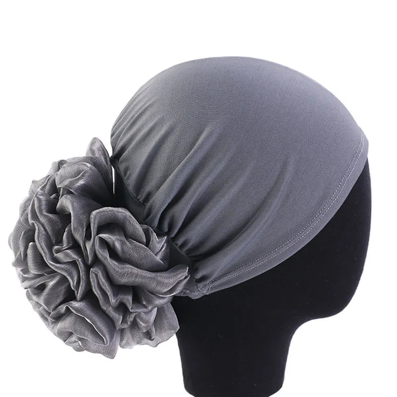 Women's Ruffle Flower Turban Hat – Headscarf & Sleep Cap Women's Turban Hat Richie's Gray