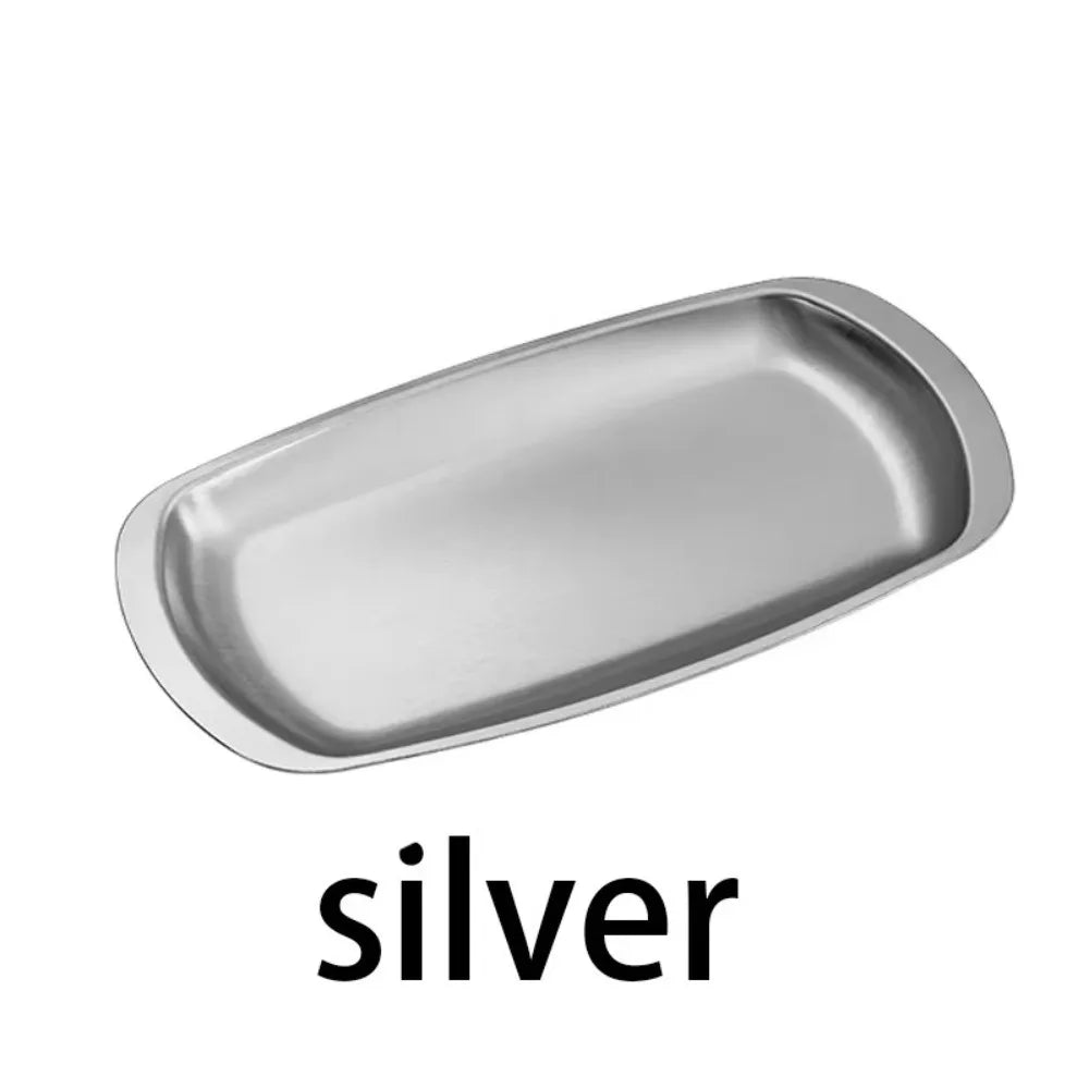 Stainless Steel Round Serving Plate – Gold & Silver Dinner Tray Serving Plate Richie's