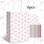 Pink Bow Paper Gift Bags with Handles | Party Favor Bags 6/10pk Paper Gift Bags Richie's 6pcs One size fits all