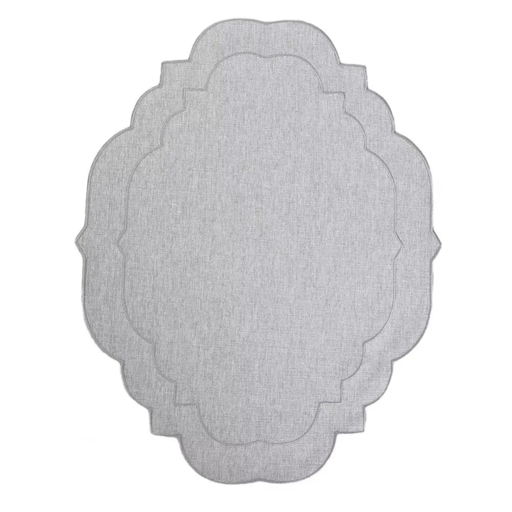 Cotton Linen Embroidered Placemats 45×35cm Anti-Slip Dining Linen Placemats Richie's Light Grey L