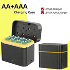 8-Pack 1.5V Rechargeable Lithium AA/AAA Batteries & USB Charger Rechargeable Battery Kit Richie's