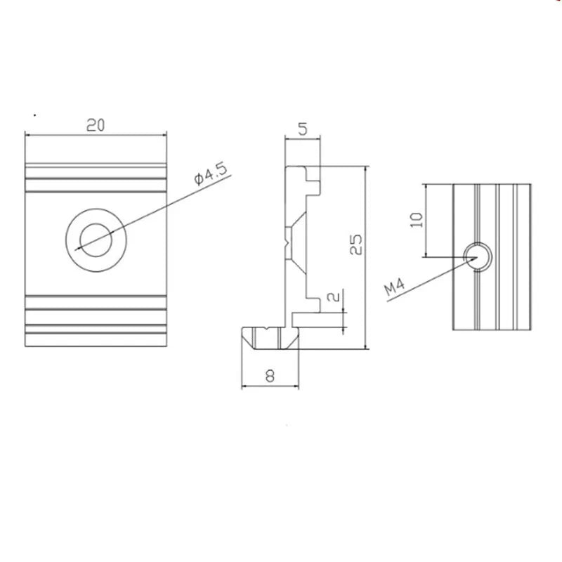 2PCS Aluminum Profile Side Fixing Bracket 20/30/40 Corner Parts Corner Bracket Richie's