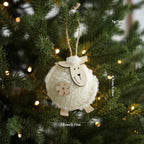 Felt Sheep Christmas Ornament – Handmade Pom-Pom Tree Hanging Decor Christmas Ornament Richie's White