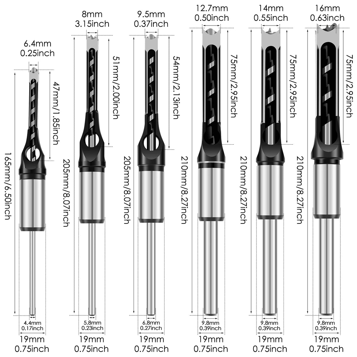 Square Hole Drill Bit Adapter & Mortising Chisel Kit – Cast Aluminum Woodworking Drill Adapter Richie's Square drill kit
