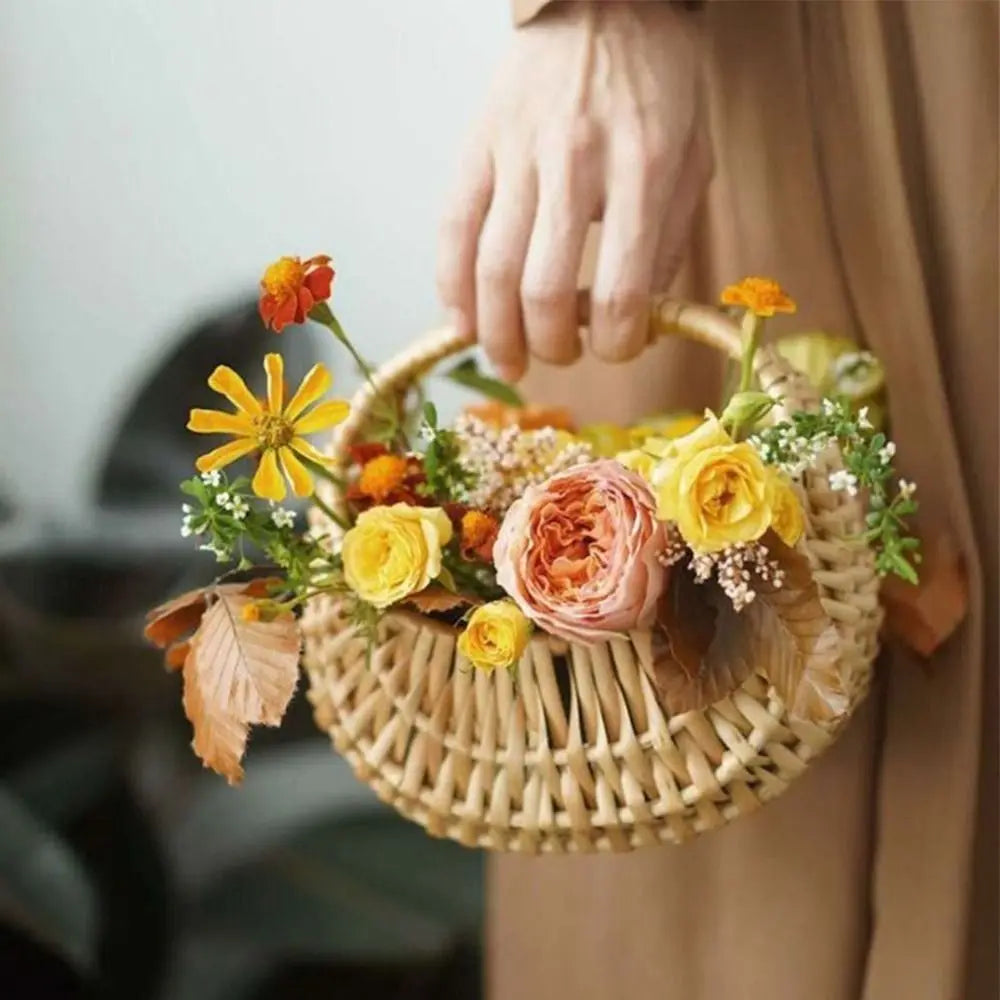 Yellow Willow Rattan Flower Girl Basket – Woven Wedding Basket Woven Rattan Basket Richie's
