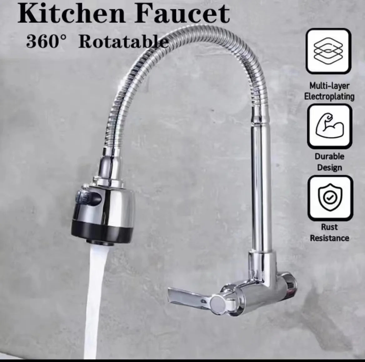 Wall Mount Single Cold Kitchen Faucet – Stainless Steel Sink Tap Kitchen Wall Faucet Richie's