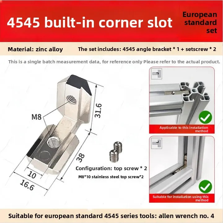 L-Shaped Aluminum Profile Corner Connector EU1515-4545 5-10PCS Corner Bracket Connector Richie's EU4545 -5pcs