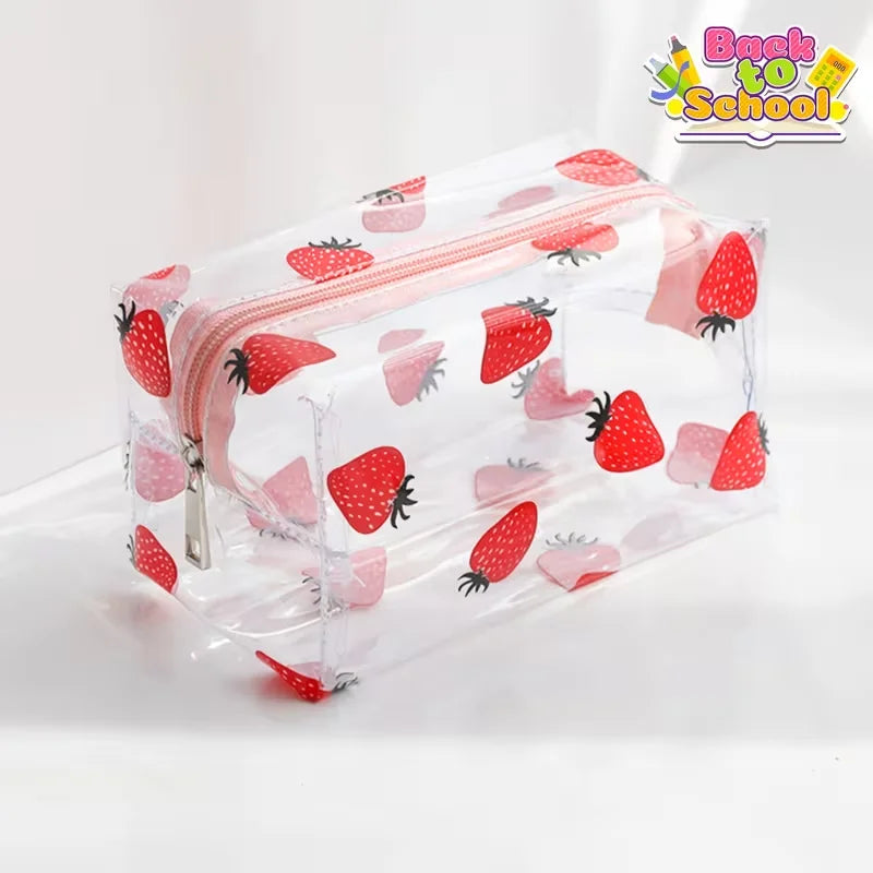 Clear PVC Strawberry Pencil Case – Large Capacity Makeup Bag Pencil Case Richie's