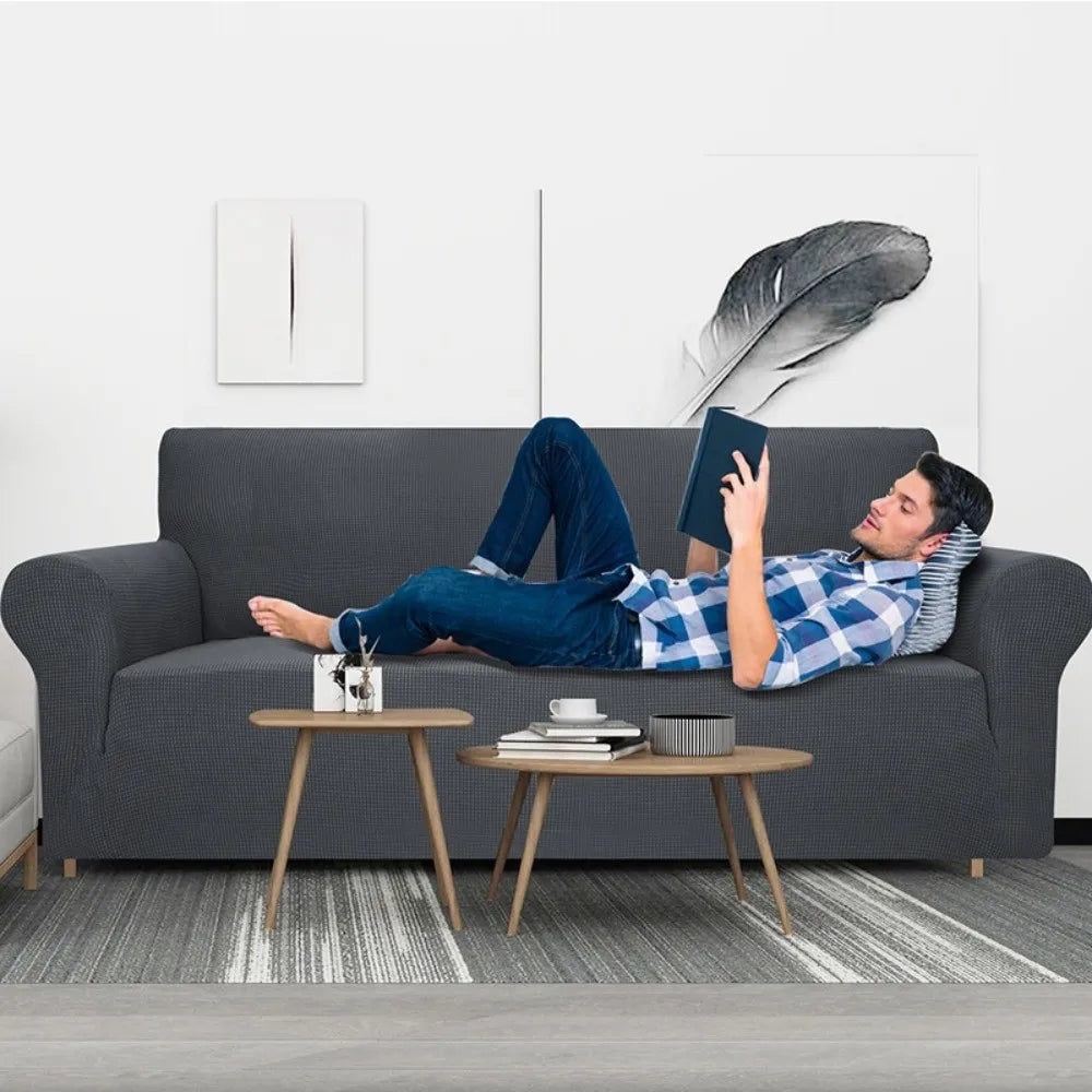 Stretch Sofa Cover – Washable Non-Slip Elastic Slipcover Sofa Slipcover Richie's Grey-L