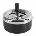 Modern Round Stainless Steel Ashtray – Windproof Spinning Lid Stainless Steel Ashtray Richie's Black-4.5inch