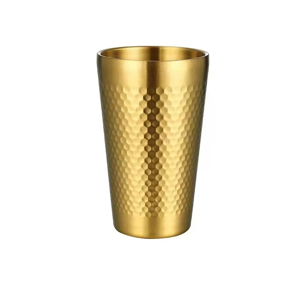 Double-Wall Stainless Steel Beer Mugs – Hammered Texture Beer Mug Richie's gold 350ml
