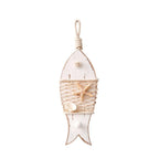Mediterranean Fish Wood & Shell Wall Hanging Decoration Wall Hanging Decor Richie's 3-White