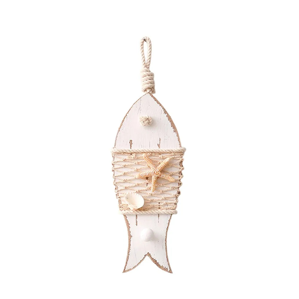 Mediterranean Fish Wood Carving Wall Hanging Décor Wall Hanging Décor Richie's 3-White