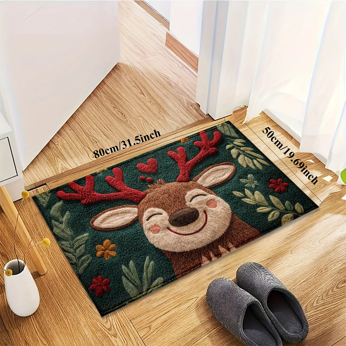 Fluffy Christmas Deer Bath Mat – Quick-Dry Microfiber Anti-Slip Holiday Bath Mat Richie's M