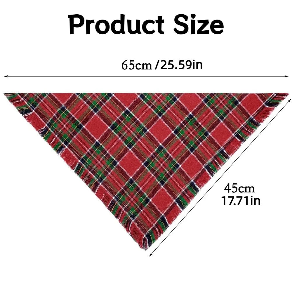 Plaid Dog Bandana with Tassels – Soft Washable Pet Scarf Dog Bandana Scarf Richie's