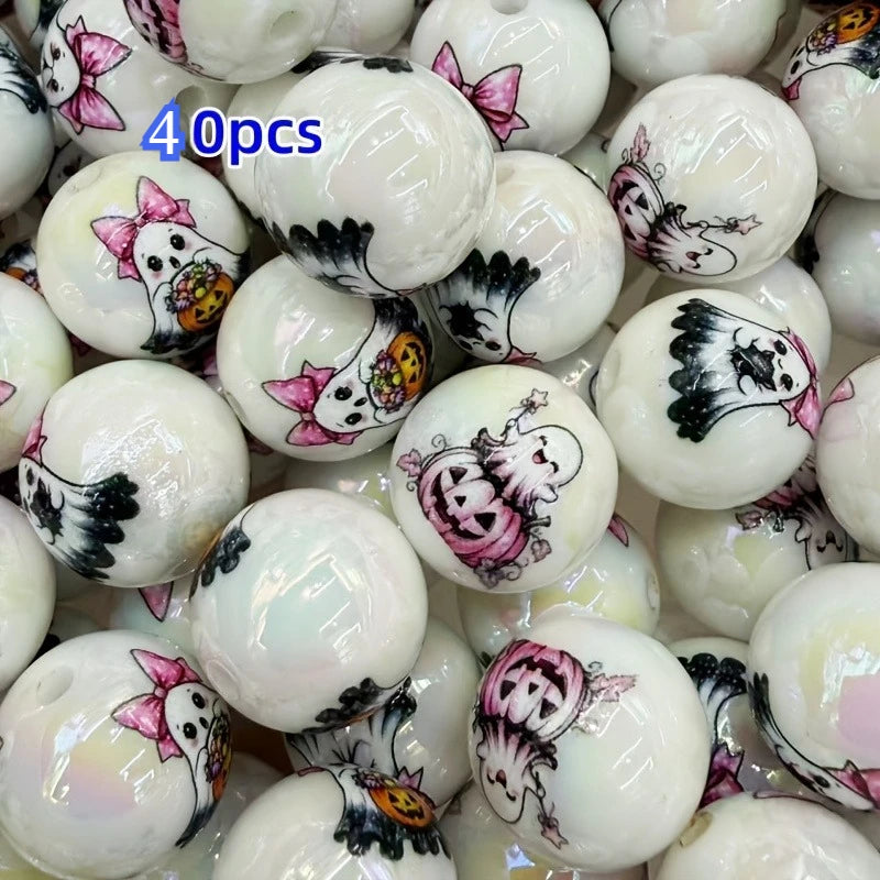 40pcs Iridescent Ghost Acrylic Beads 16mm Halloween DIY Craft Craft Beads Richie's