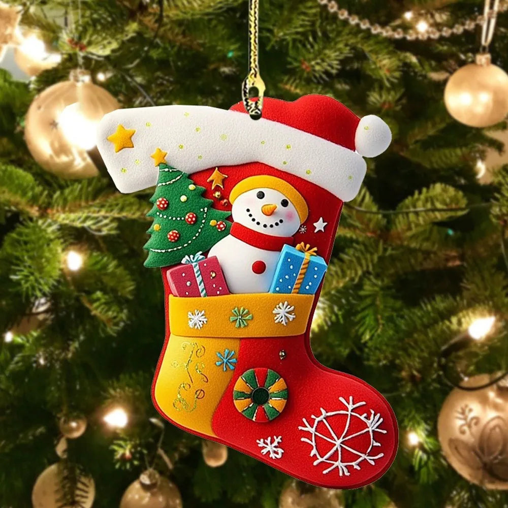 Acrylic Christmas Stocking Ornaments – Colorful Tree Pendants Christmas Tree Ornament Richie's B