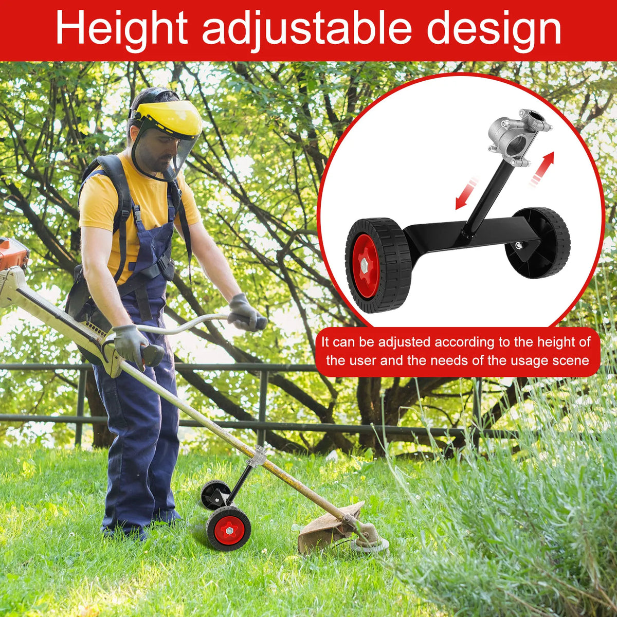 String Trimmer Support Wheels 26–28mm Adjustable Mower Attachment Trimmer Support Wheels Richie's