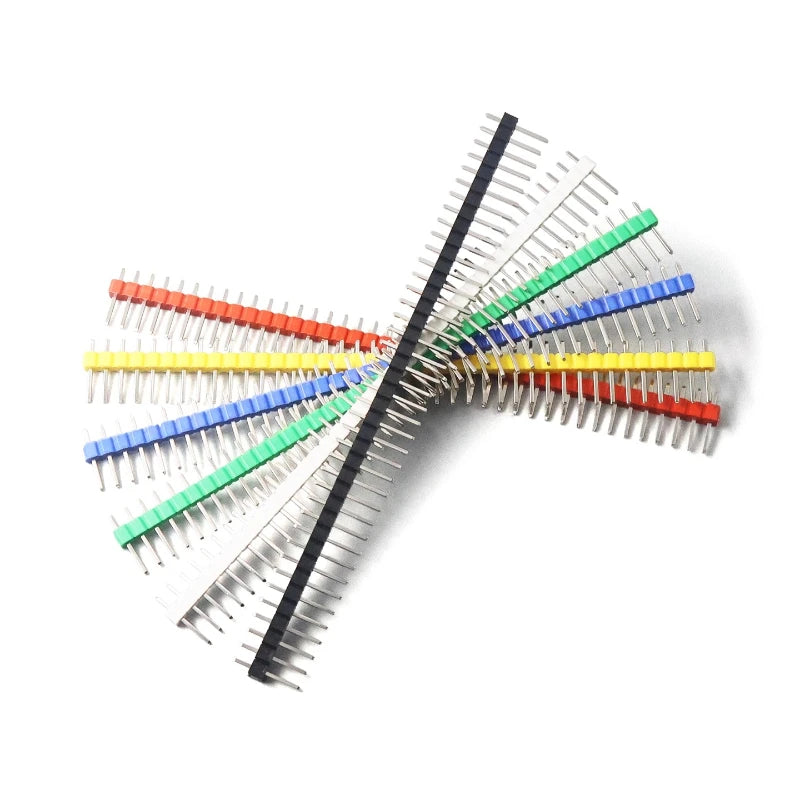 10PCS Color Gilded Pin Headers 2.54mm Single & Double Row Set PCB Pin Headers Richie's