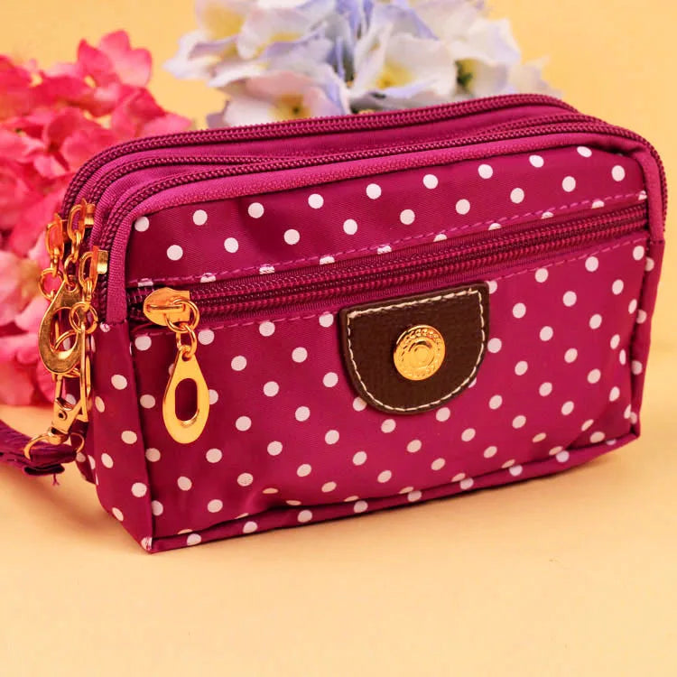 Women's Canvas Clutch Wallet – 4 Zippers & Card Holder Canvas Clutch Wallet Richie's Dark Purple 16X10X6cm