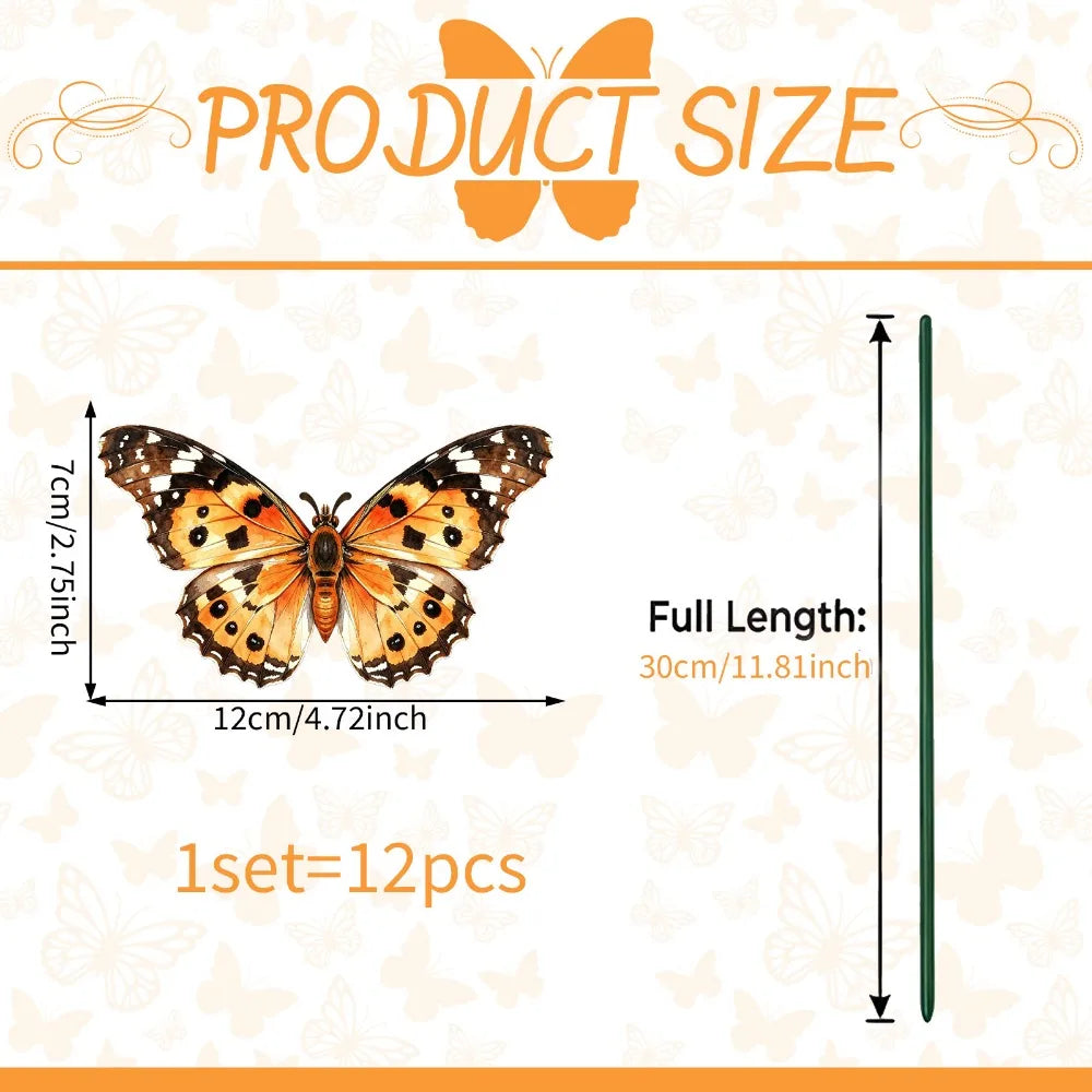 12PCS 3D Multicolor Butterfly Garden Stakes – Indoor & Outdoor Garden Stakes Richie's PY17009