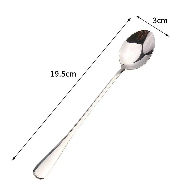 Stainless Steel Long Handle Spoon – Coffee, Ice Cream & Fruit Kitchen Flatware Richie's B1