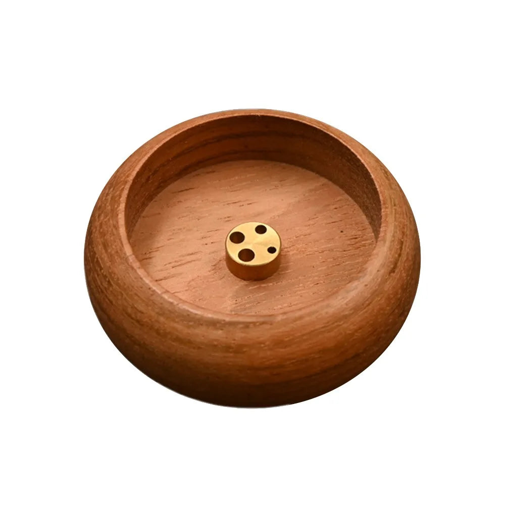 Wooden Incense Holder Bowl Heart Sutra Carved Mini Censer Incense Holder Richie's glossy-yellow