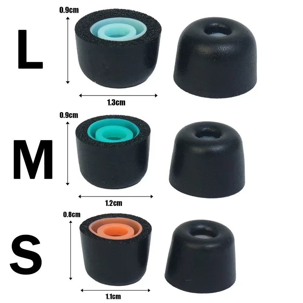 Memory Foam Eartips for Sony WF-1000XM5 – S/M/L Replacement Earphone Eartips Richie's Black Mixed