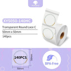 Phomemo M110 M200 M221 Round Transparent Thermal Labels 1.57" Thermal Label Roll Richie's XY5050-140HC