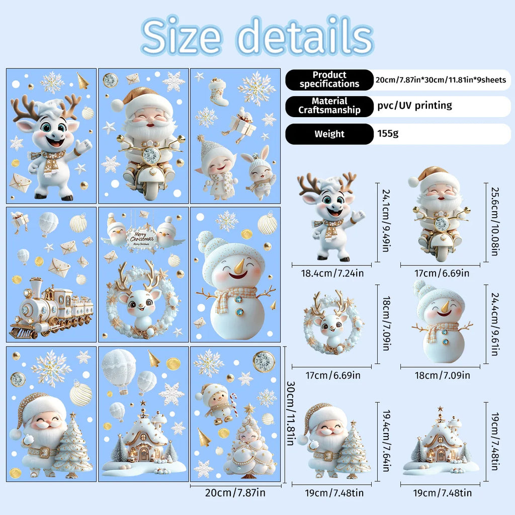 9-Sheet Reusable Christmas Window Clings – Static Cling PVC Decals Christmas Window Clings Richie's