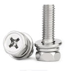 304 Stainless Steel Phillips Hex Combination Screws M3–M8 GB9074 Combination Screws Richie's