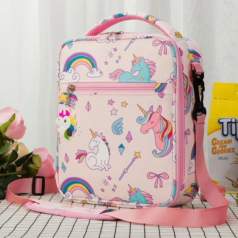Kids Insulated Lunch Bag – Dinosaur & Unicorn Cartoon Bento Kids Lunch Bag Richie's Pink