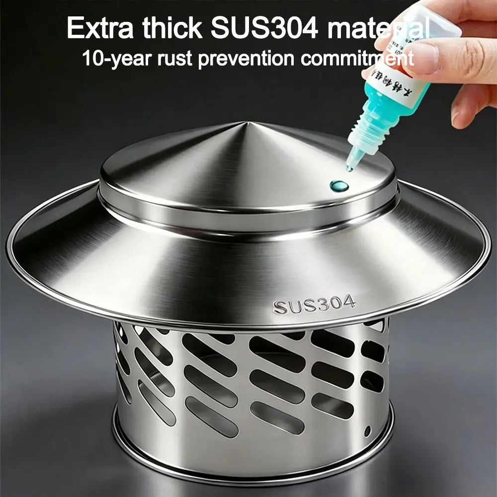 Stainless Steel Chimney Cap 80–200mm Rainproof Vent Cover Chimney Vent Cap Richie's