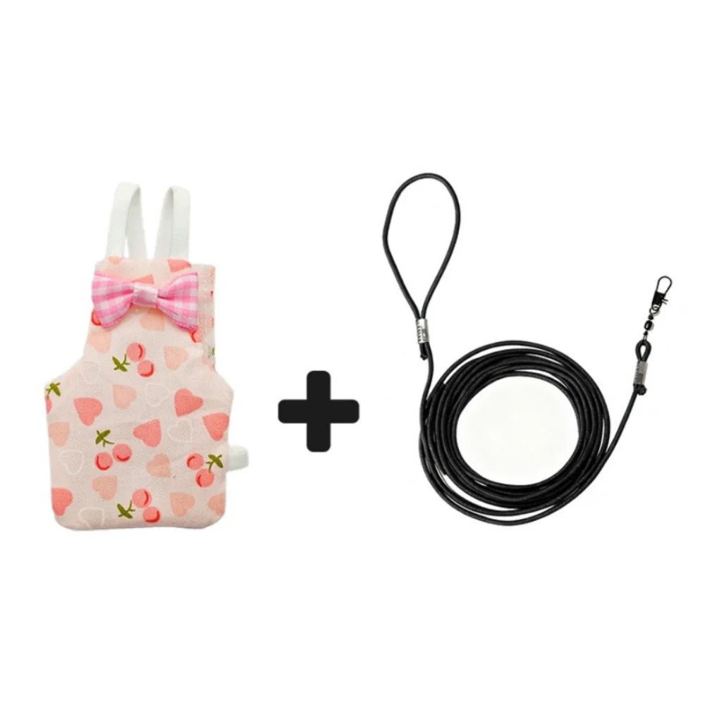 Fruit Print Parrot Harness Diaper & 2m Leash – S/M/L Bird Harness Leash Richie's D S