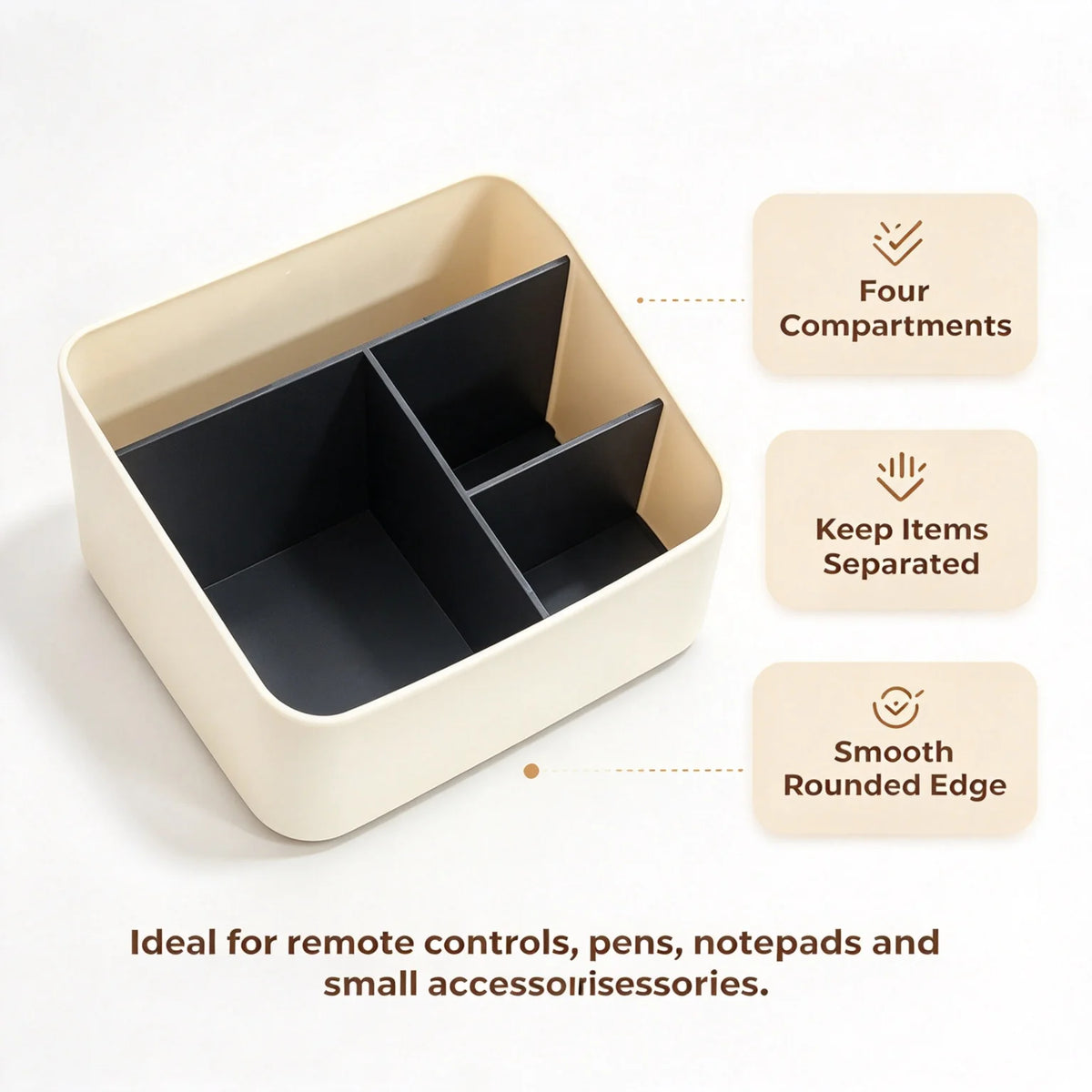 4-Slot Desk Storage Rack – Multi-Grid Office Organizer Beige Desk Organizer Richie's
