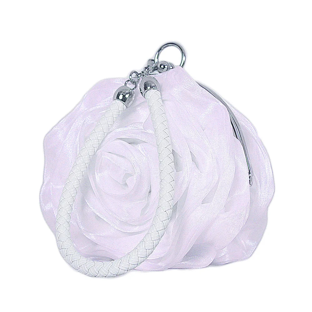 Vintage Floral Rose Evening Clutch Bag | Bridal Wedding Purse Evening Clutch Bag Richie's Pure White