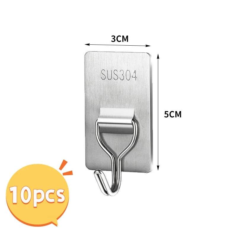 Self-Adhesive 304 Stainless Steel Wall Hooks | Multi-Purpose Adhesive Wall Hooks Richie's 50X30mm 10PCS