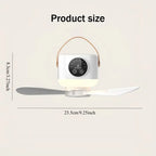USB Rechargeable Hanging Ceiling Fan – Remote & LED Light Portable Ceiling Fan Richie's